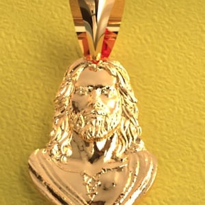 Solid Gold Jesus Face Pendant Charm: Religious Jewelry, 10K or 14K Gold