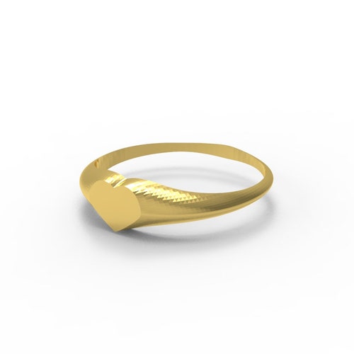 Solid 10k & 14k Gold Heart Shape Signet Ring Fine Jewelry Available Yellow gold ring / White Gold ring / shops Rose Gold ring