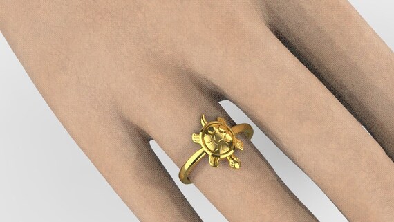 指輪・リング wing bling 14k Janthi Lucky Turtle Natural Stone Ring 10k & 14k Gold Ring Good Luck Turtle Ring Band Fine Jewelry