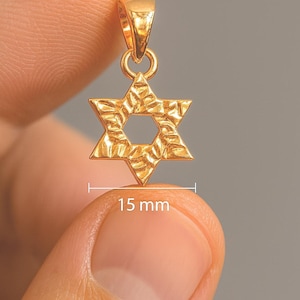 Star of David, Solid 14k Gold Jewish Star Pendant, Dainty Star of David Charm Pendant, Yellow Gold Magen David, Israeli Jewish Jewelry