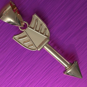 Solid Gold Spear Arrow Pendant Charm: 10k 14k White, Yellow, Rose Gold