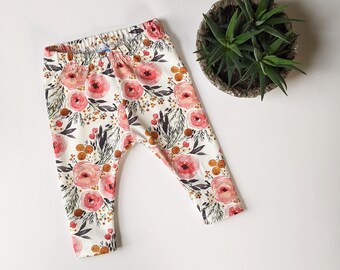 Watercolor Rose Floral Leggings//Toddler Girl Leggings//Jersey Knit Leggings//Girls Leggings//Jersey Knit Fabric