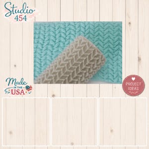May include: A textured silicone mat featuring a raised herringbone or knit pattern in a light beige colour, layered over a larger rectangular sheet of soft, mint green material with a matching embossed knit texture.