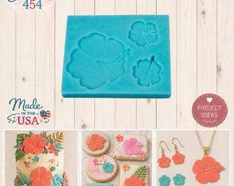 Pretty Hibiscus Mold - Hibiscus Silicone Mold - Large and Small Hibiscus - Silicone Mold - Resin Mold - Fondant Mold - Food Safe - Molds