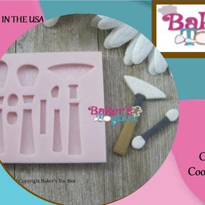 Mini Makeup Brush Silicone Mold - Mini Makeup Brush Mold - Fondant Mold - Food Safe Silicone Mold - Flexible Mold - Silicone Mold - Molds
