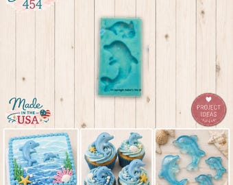 Dolphin Silicone Mold - Dolphin Mold - Food Safe Mold – Silicone Mold – Flexible Mold – Craft Mold – Fondant Mold - Dolphins - Molds