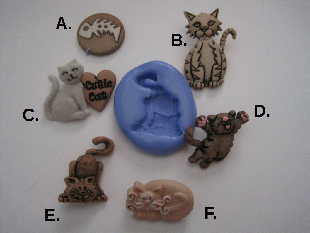 Cats Silicone Molds Cat Molds Food Safe Molds Fondant Etsy