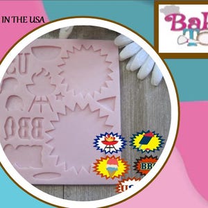 4th of July Cupcake Topper Kit - Fourth of July Cupcake Toppers - BBQ Mold - Fondant Mold - 4th of July Mold - Food Safe Silicone Mold, BBQ
