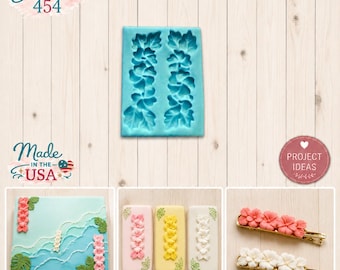 Strand Of Hibiscus Flowers and Leaves Silicone Mold - Hibiscus Flower Mold - Flower Mold - Fondant Mold - Resin Mold - Food Safe Mold - Mold