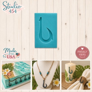 Hawaiian Fishing Hook Silicone Mold - Fishing Hook Silicone Mold - Food Safe Mold - Fondant Mold - Silicone Mold - Flexible Mold - Molds