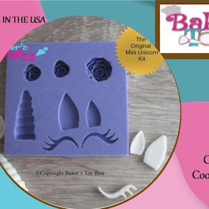Unicorn Kit Silicone Mold - Mini Unicorn Horn With Ears, Roses, And Eyelashes - Mini Silicone Mold - Food Safe Mold - Fondant Mold - Mold