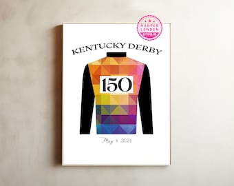 Kentucky Derby 150 Jockey Silk Bold Bright Colorful Printable Art File, Digital Download, Rainbow, Spring Wall Art, Kentucky Decor, Poster