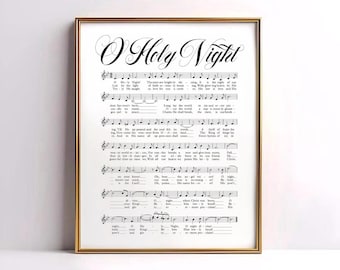 O Holy Night A Thrill of Hope Music Sheet Print Vintage Christmas Wall Art Digital Download Holiday Decor Printable Piano Church Hymn Carol