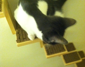 Cat Staircase. Cats can climb from floor to ceiling. Turn your home into a cat duplex.