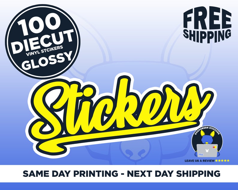 100 Gloss Custom Die Cut Logo Design Waterproof Stickers FREE Etsy