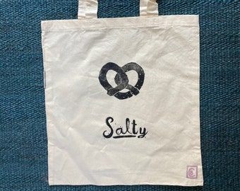 Salty Pretzel Handprinted Tote