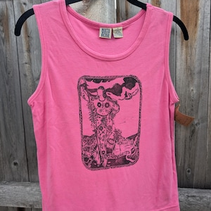 tank &quot;lady of the land&quot; handprinted block print