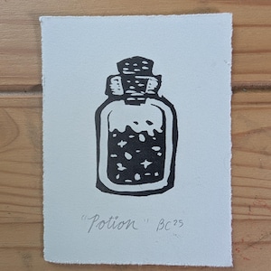 Potion - Block Print - Original Linocut