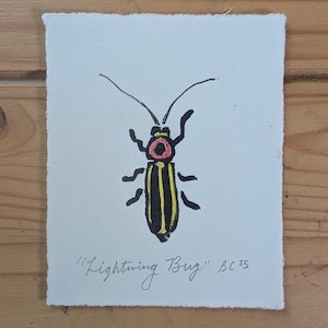 Lightning Bug - Block Print - Original Linocut