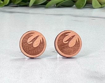 Boucles d'oreilles en bois Star Wars Phoenix Squadron - Tiges en titane gravées au laser