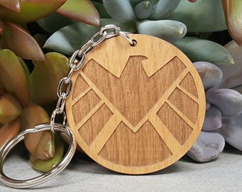 Key Chain - Marvel Agents of SHEILD- Wood Keychain - Laser Engraved