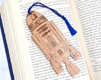 Star Wars R2D2 Bookmark with Tassel - Laser Engraved Alder Wood - R2-D2 Book Mark