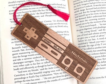 Nintendo NES Controller Bookmark with Tassel - Laser Engraved Alder Wood