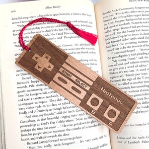 Nintendo NES Controller Bookmark with Tassel - Laser Engraved Alder Wood
