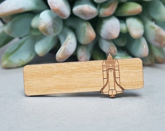 Space Shuttle Endeavour Tie Bar - Laser Engraved Alder Wood - NASA Tie Clip