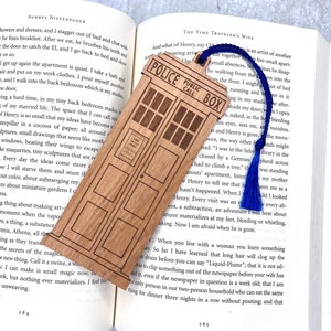 TARDIS Bookmark with Tassel - Laser Engraved Alder Wood - Doctor Who Book Mark