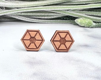 Star Wars Separatist Earrings - Laser Engraved Alder Wood, Titanium Posts
