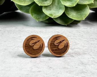 Star Wars Rebels Phoenix Squadron Earrings - Laser Engraved on Alder Wood - Hypoallergenic Titanium Post Earrings