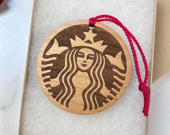 CUSTOM Starbucks Logo Ornament - Christmas Tree Ornament - Coffee Lover Gift - Personalization Available