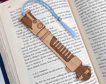 Marcapáginas de sable de luz de la precuela de Obi-Wan Kenobi: madera de aliso grabada con láser, regalo de Star Wars