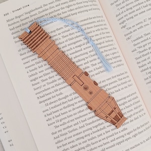 Star Wars Clone Wars Plo Koon Lightsaber Bookmark with Tassel - Laser Engraved Alder Wood - Light Saber Book Mark