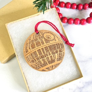 CUSTOM Star Wars Death Star Ornament - Christmas Tree Ornament - Personalization Available - Add Gift Card Holder - Darth Vader DeathStar