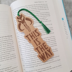 Star Wars Mandalorian This is the Way Bookmark with Tassel - Laser Engraved Alder Wood - Mythosaur Book Mark