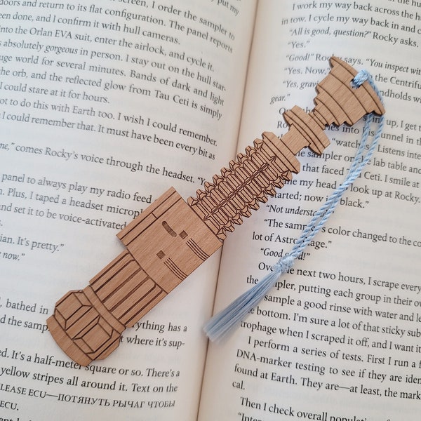 Star Wars Original Obi-Wan Kenobi Lightsaber Bookmark with Tassel Episodes 3 and 4 - Laser Engraved Alder Wood - Light Saber Book Mark