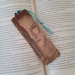 Star Wars Rey with Staff Bookmark with Tassel Add Your Custom Text to Back Laser Engraved Wood Rey Skywalker image 1