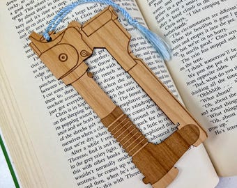 Ezra Bridger Blaster Lightsaber Bookmark – Laser Engraved Alder Wood, Star Wars Rebels