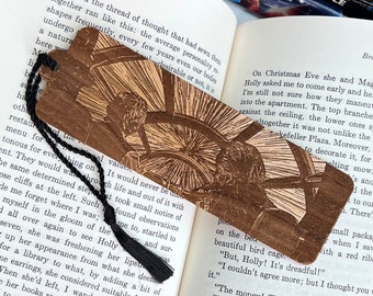 Star Wars Hyperdrive Bookmark with Tassel - Laser Engraved Wood - Millennium Falcon Han Chewie