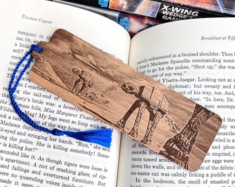 Star Wars Battle of Hoth Bookmark with Tassel - Laser Engraved Wood - AT-AT Empire Strikes Back