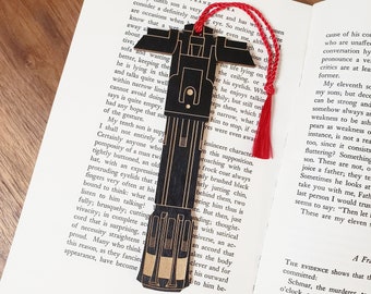 Star Wars Kylo Ren Lightsaber Bookmark with Tassel - Laser Engraved Alder Wood - Light Saber Book Mark