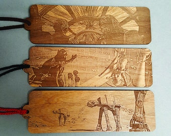 Laser Engraved Star Wars Alder Wood Bookmark with Tassel