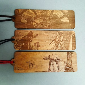 Laser Engraved Star Wars Alder Wood Bookmark with Tassel