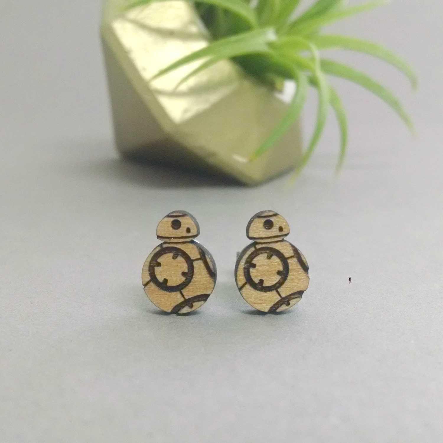 Star Wars BB8 Earrings Laser Engraved on Alder Wood Etsy