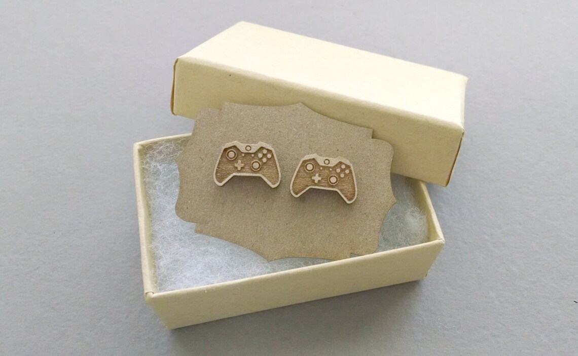 Xbox One Controller Earrings Laser Engraved Wood Earrings Etsy