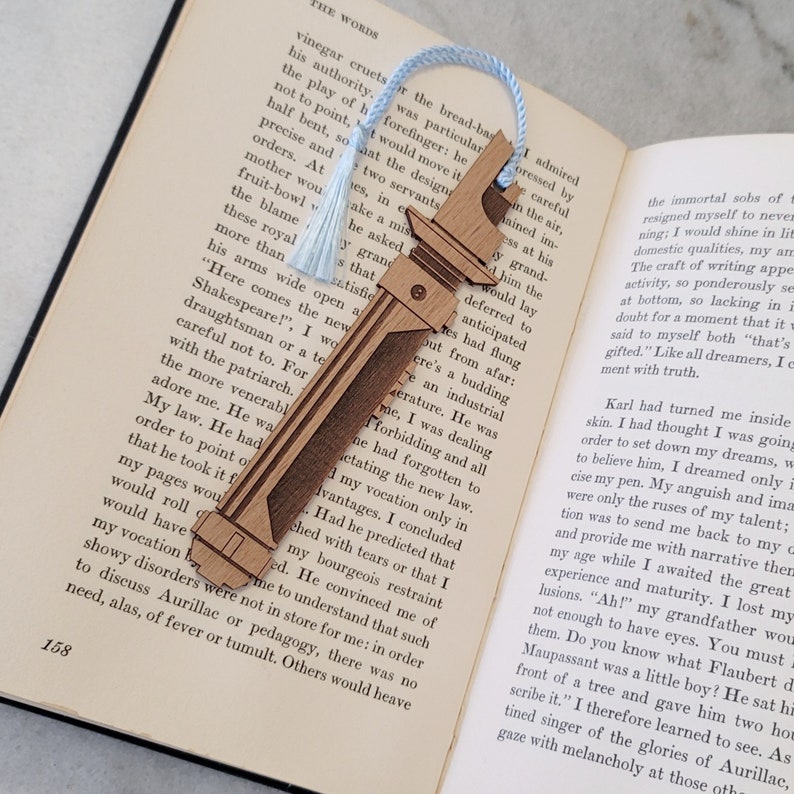 Star Wars Rebels Kanan Jarrus Lightsaber Bookmark with Tassel Laser Engraved Alder Wood Light Saber Book Mark Caleb Dume image 1