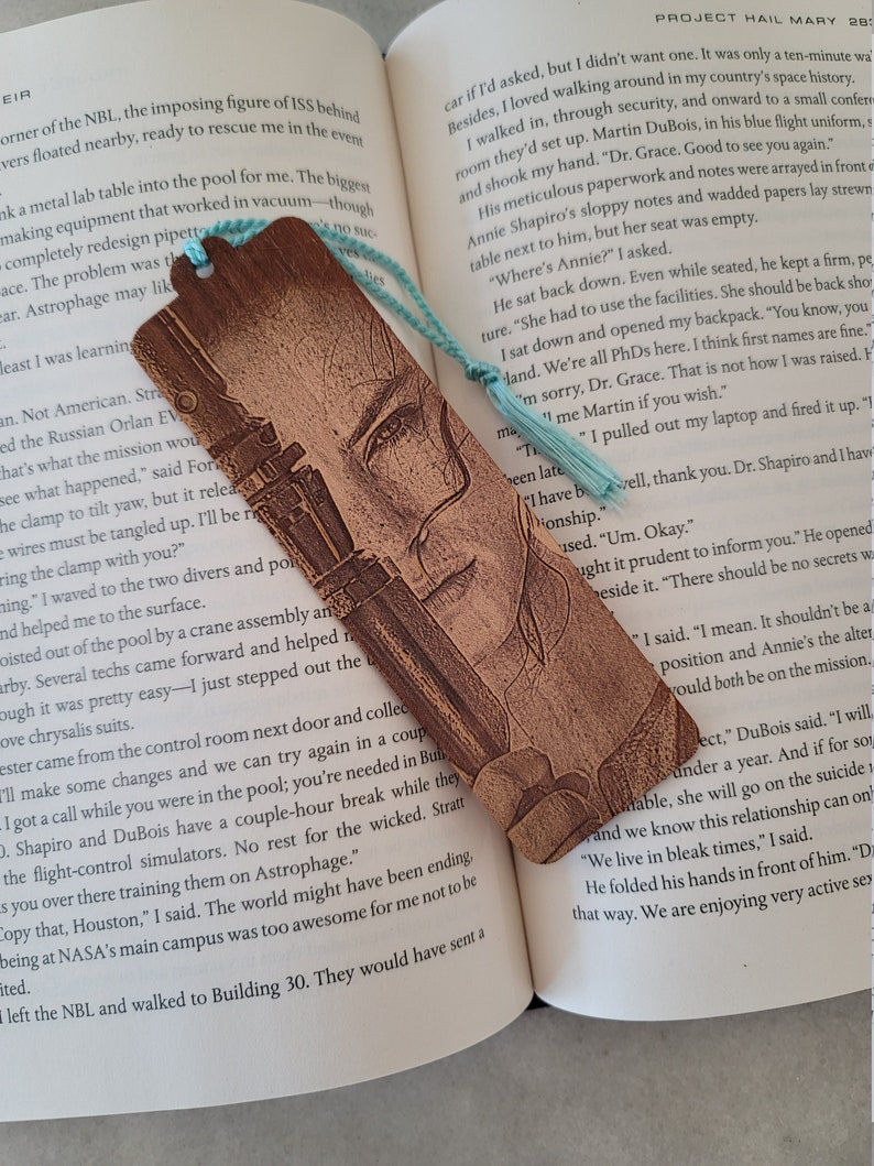 Star Wars Rey with Staff Bookmark with Tassel Add Your Custom Text to Back Laser Engraved Wood Rey Skywalker image 1