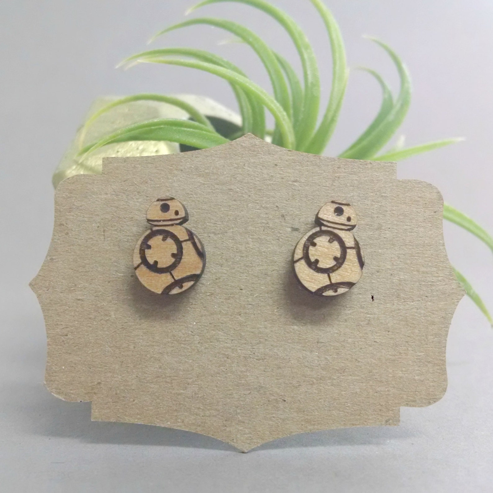 Star Wars BB8 Earrings Laser Engraved on Alder Wood Etsy